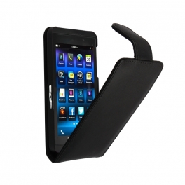 Coque Flip pour BLACKBERRY Z10 - Style Cuir - Noir