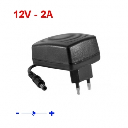 Chargeur secteur 12 V - 2A - jack 5,5mm / 2,5mm - Noir