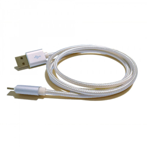 Câble USB Lightning nylon plaqué or - pour APPLE IPHONE 5/6/7 & IPAD 4/Mini/Air - 1m - Blanc