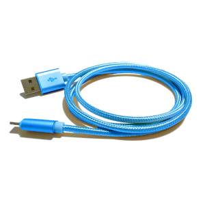Câble USB Lightning nylon plaqué or - pour APPLE IPHONE 5/6/7 & IPAD 4/Mini/Air - 1m - Bleu