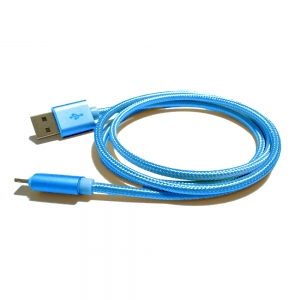 Câble USB Lightning nylon plaqué or - pour APPLE IPHONE 5/6/7 & IPAD 4/Mini/Air - 1m - Bleu