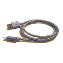 Câble USB Lightning nylon plaqué or - pour APPLE IPHONE 5/6/7 & IPAD 4/Mini/Air - 1m - Gris