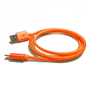 Câble USB Lightning nylon plaqué or - pour APPLE IPHONE 5/6/7 & IPAD 4/Mini/Air - 1m - Orange