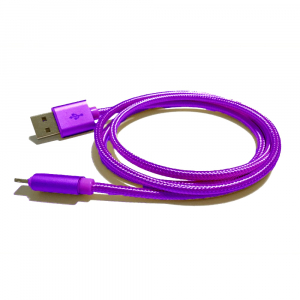 Câble USB Lightning nylon plaqué or - pour APPLE IPHONE 5/6/7 & IPAD 4/Mini/Air - 1m - Violet