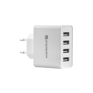 Prise adaptateur secteur USB 4 ports EVERACTIVE - SC400 - 5V / 5A - Blanc